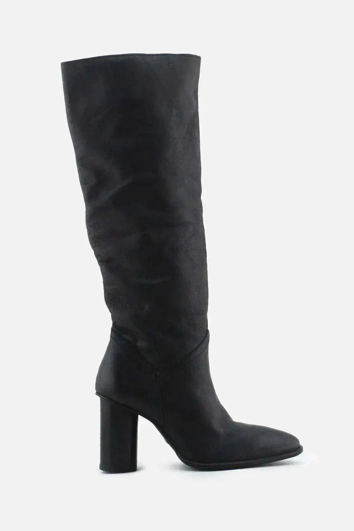 Zara Block Heels Knee High Boots | 100% Authentic Leather - sundaybazar