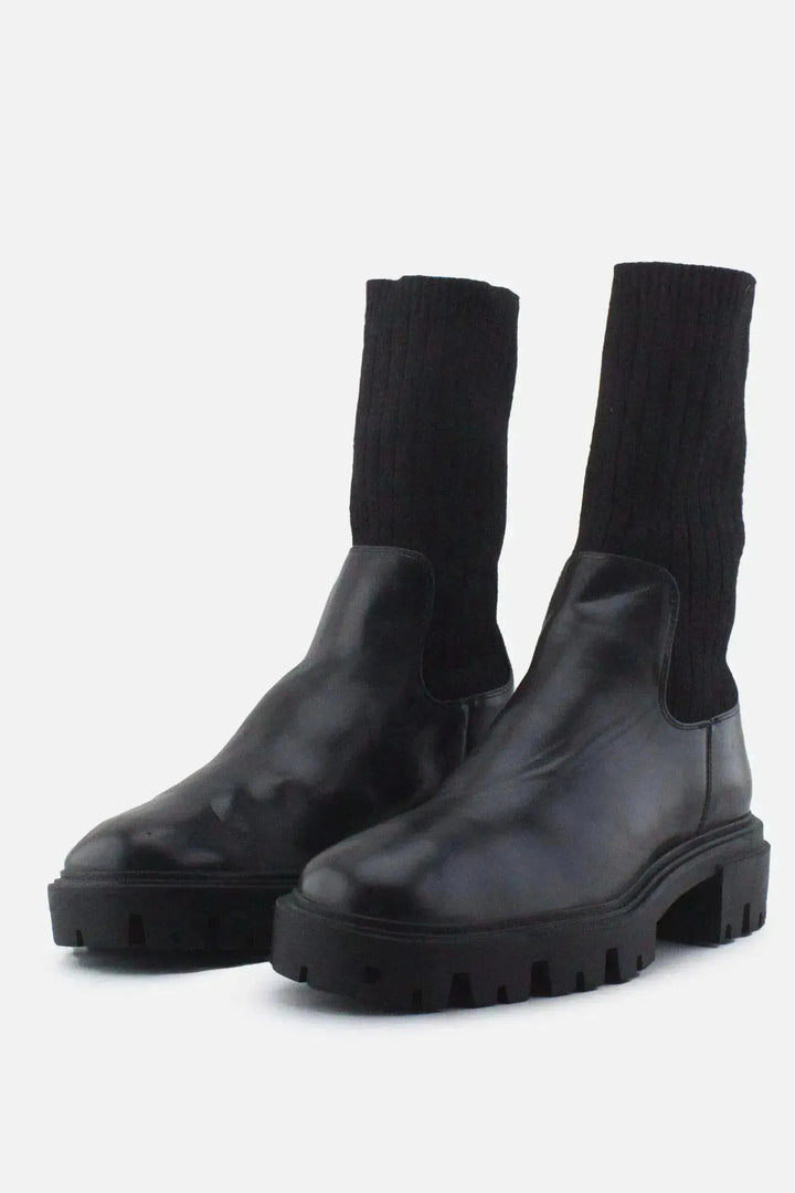 Zara Stretchable Combat Ankle Boots | 100% Authentic Leather - sundaybazar