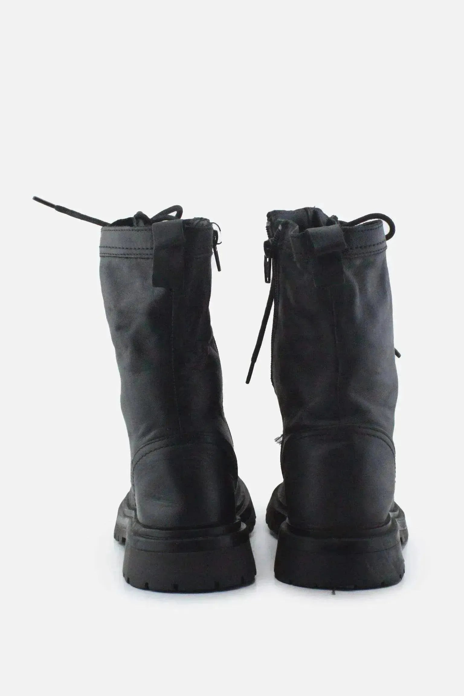 Zara Zipper Laces Combat Ankle Boots | 100% Authentic Leather - sundaybazar
