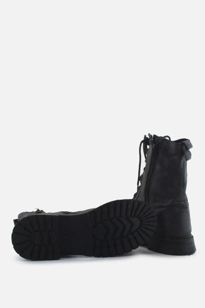 Zara Zipper Laces Combat Ankle Boots | 100% Authentic Leather - sundaybazar