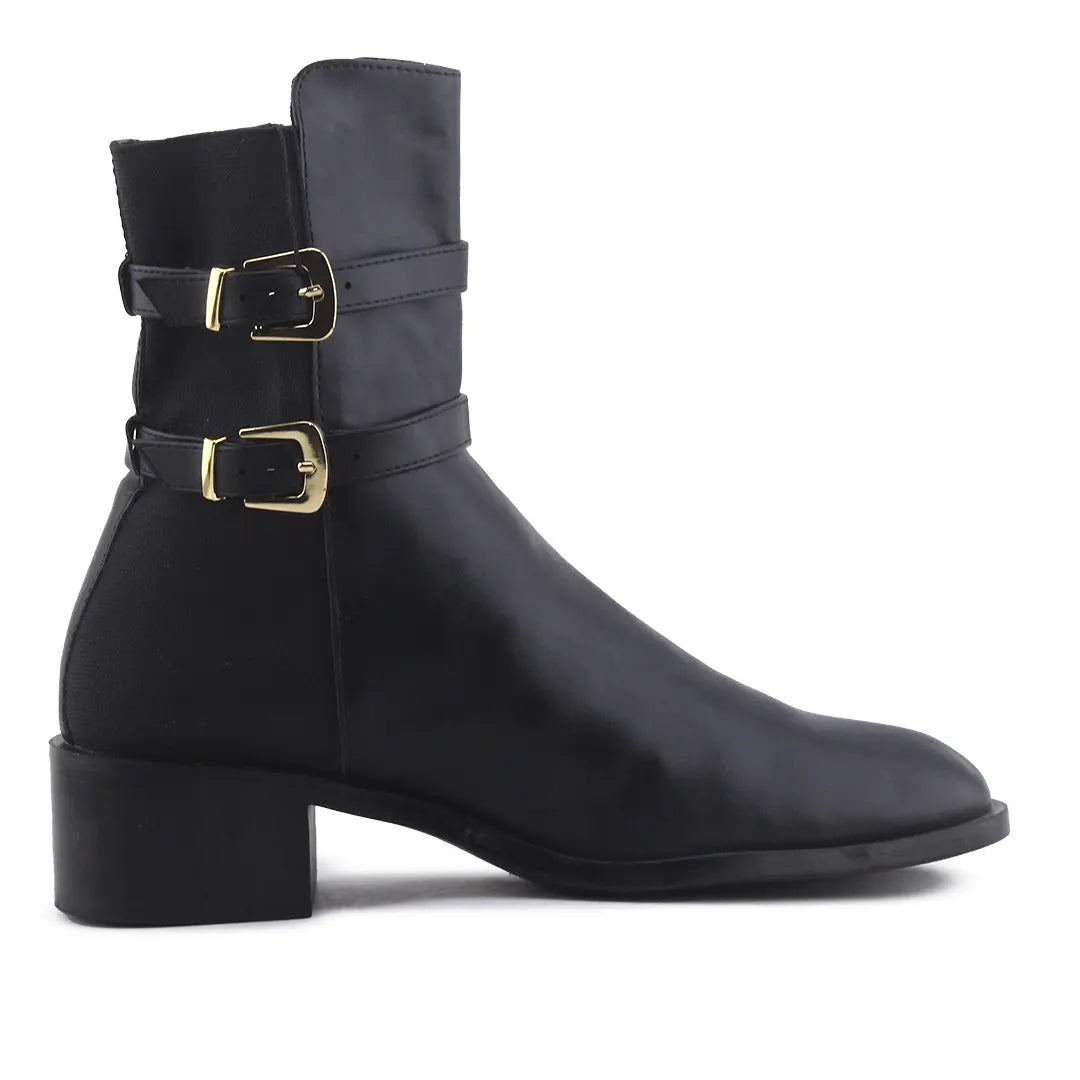 Zara Zipper Stretchable Buckle Strap Ankle Boot | 100% Authentic Leather