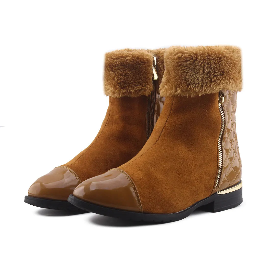 European Brand Zipper Suede Ankle Boot