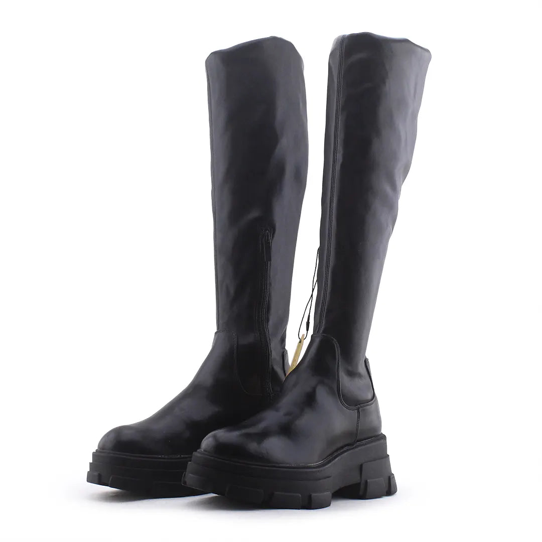 Stradivarius Zipper Knee High Boot | 100% Authentic Leather