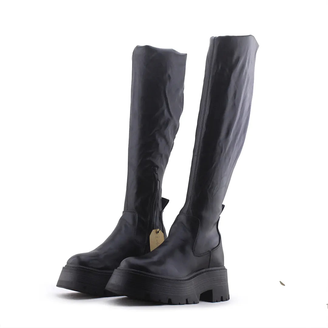 Pull & Bear Zipper Over The Knee Boot | 100% Authentic Leather