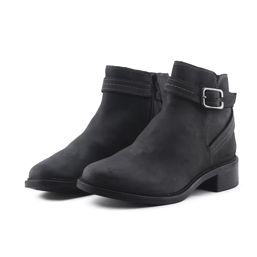 Clarks Zipper Buckle Strap Ankle Boot | 100% Authentic Leather