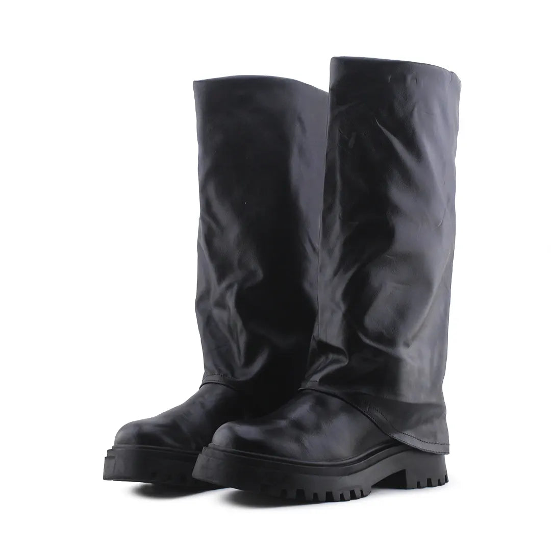 Pull & Bear Zipper Knee High Boot | 100% Authentic Leather
