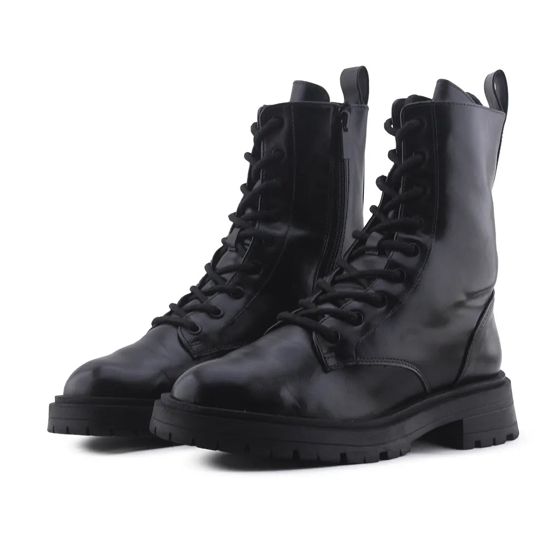 Pull & Bear Zipper Lace Up Ankle Boot | 100% Authentic Leather