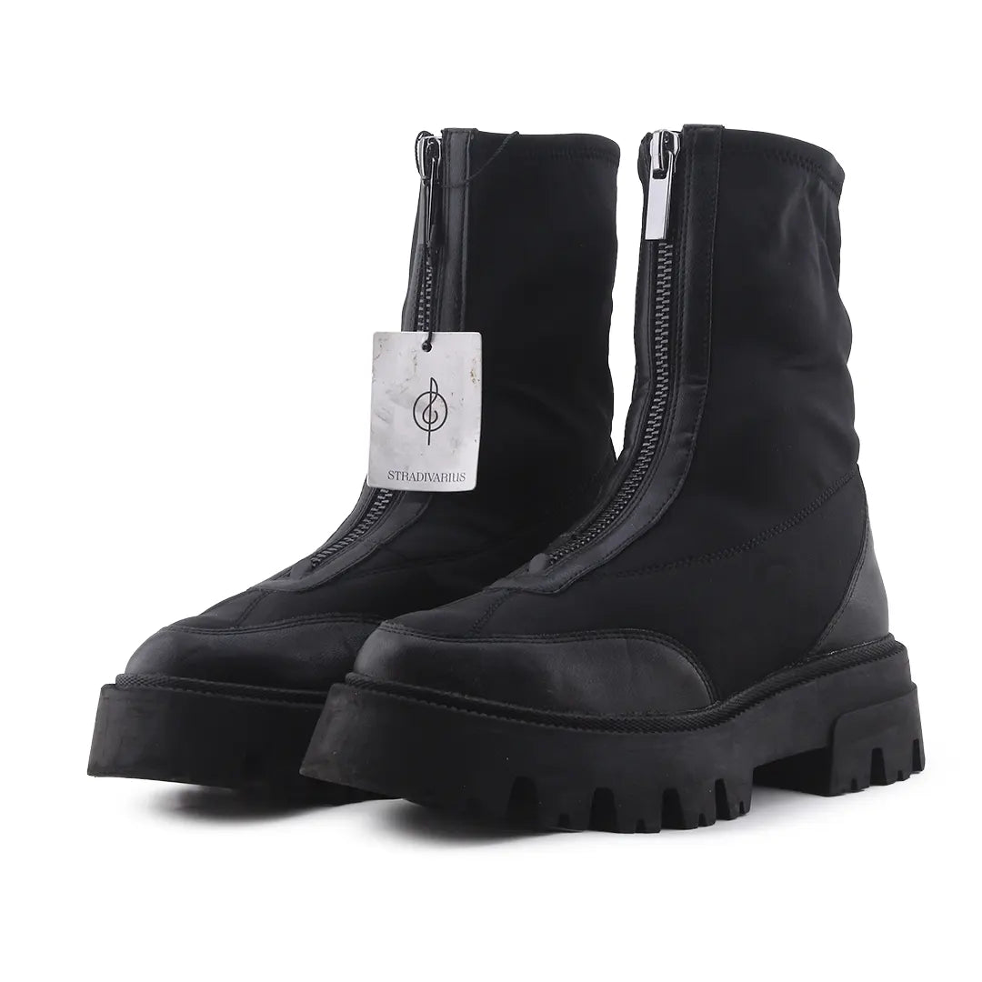Stradivarius Zipper Textile Ankle Boot