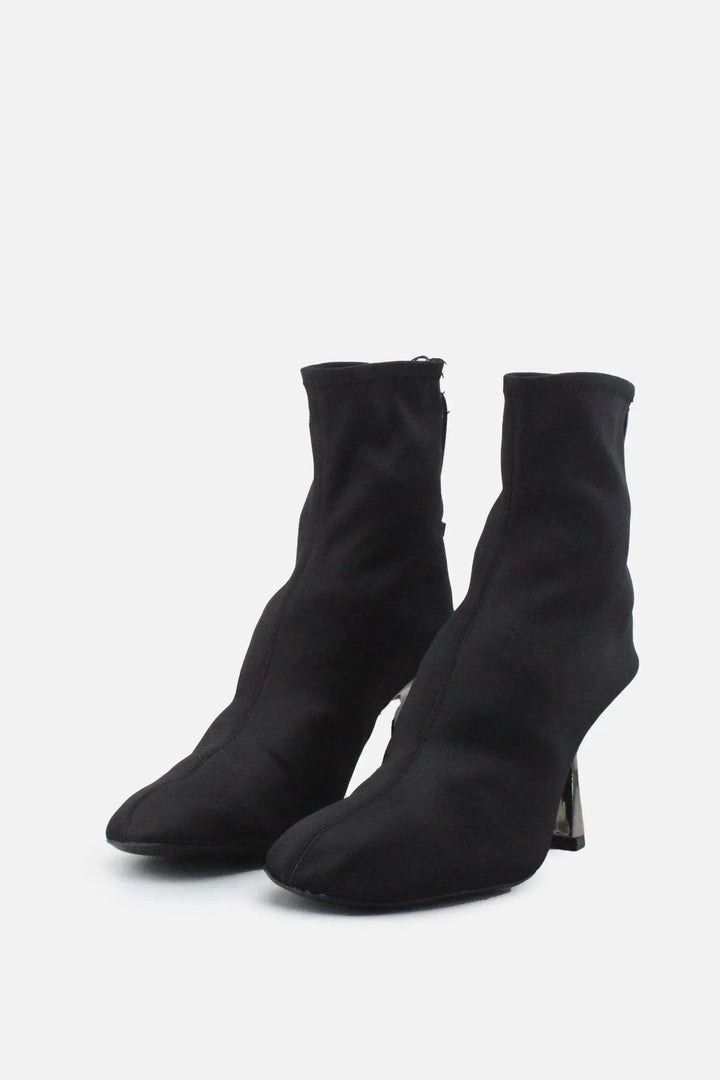 Zara Zipper Stilettos Ankle Boots | Textile - sundaybazar