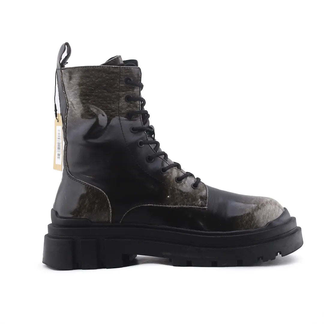 Bershka Zipper Lace Up Ankle Boot