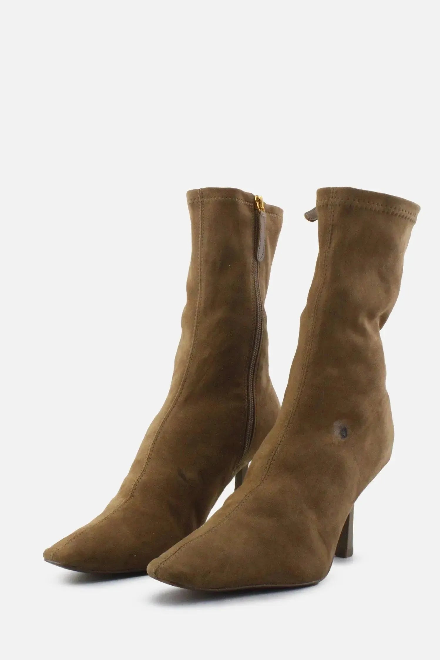 Zara Zipper Stilettos Ankle Boots | Suede