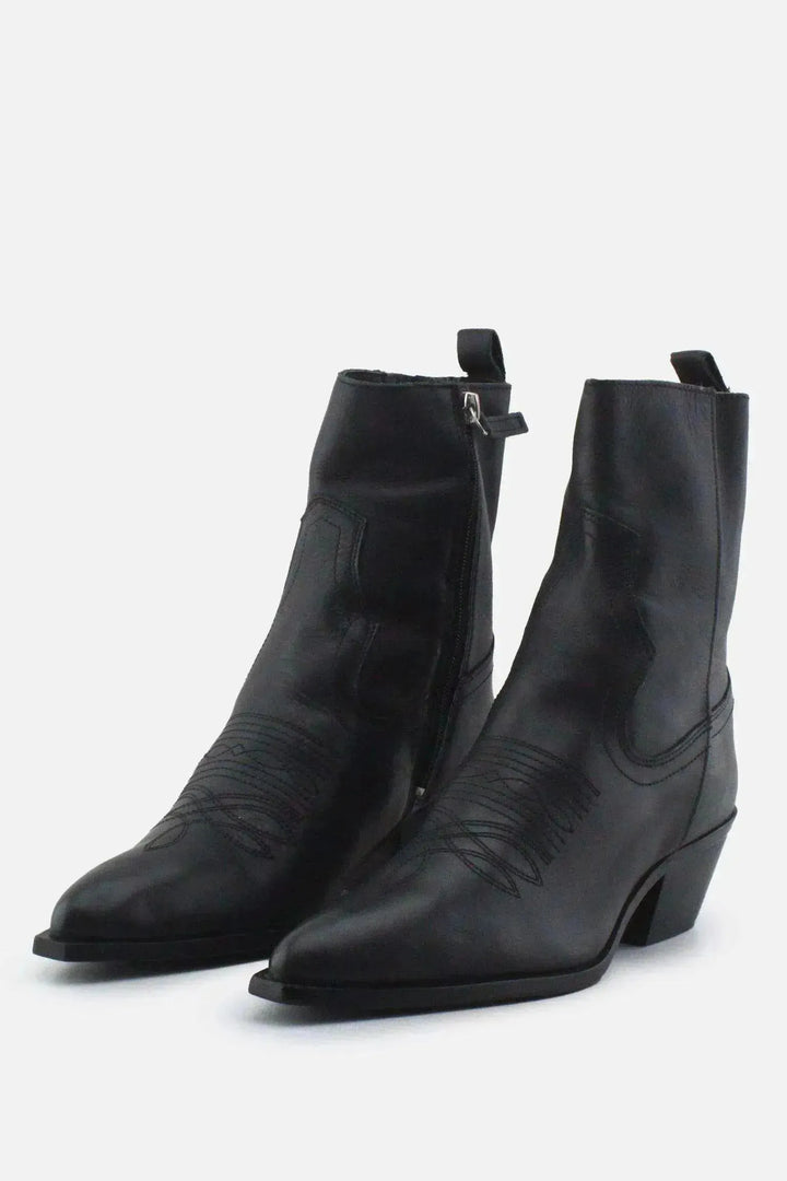 Zara Zipper Block Ankle Boots | 100% Authentic Leather - sundaybazar