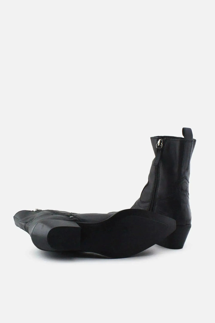 Zara Zipper Block Ankle Boots | 100% Authentic Leather - sundaybazar