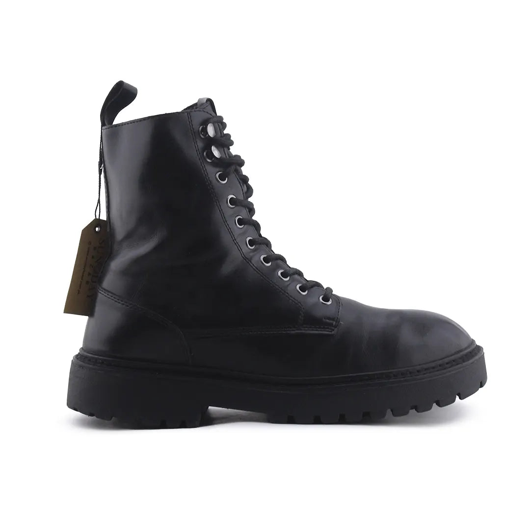 Pull & Bear Zipper Lace Up Ankle Boot | 100% Authentic Leather