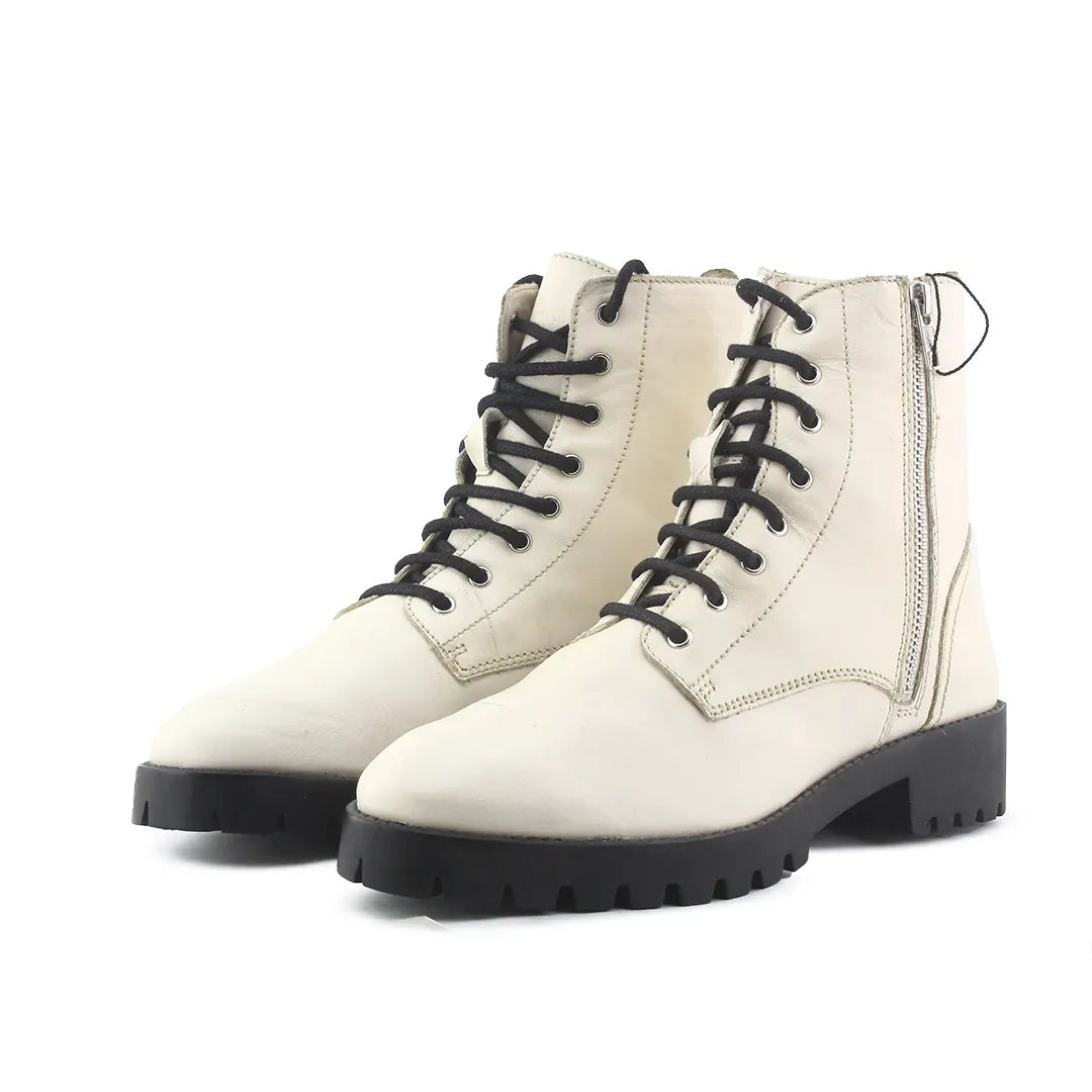 Mango Zipper Lace Up Ankle Boot | 100% Authentic Leather