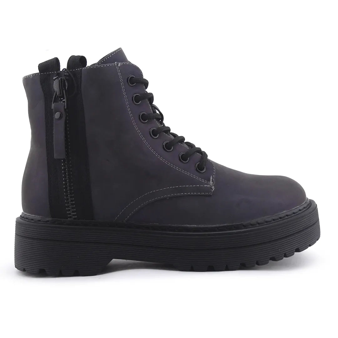 Cropp Zipper Lace Up Ankle Boot | 100% Authentic Leather