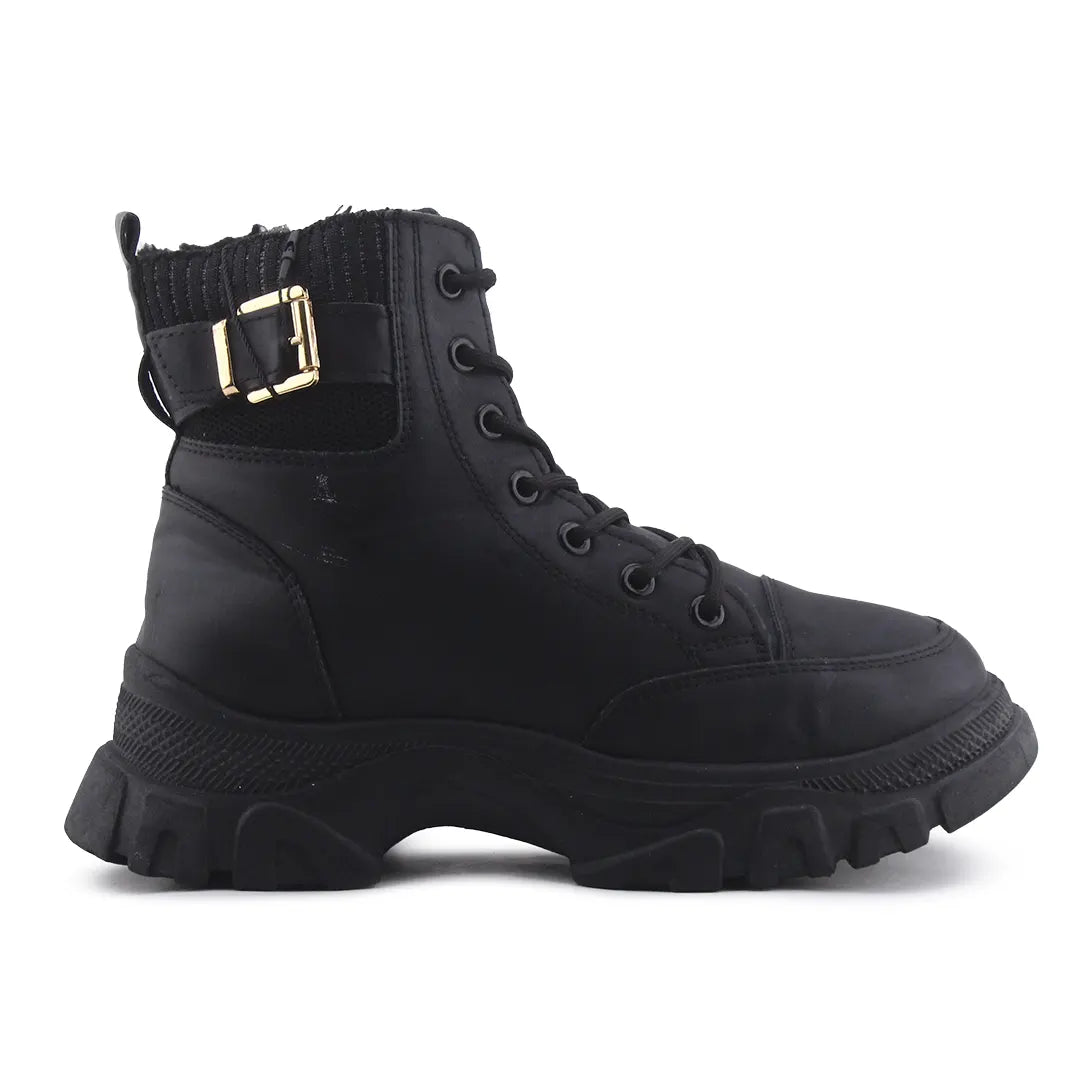 European Brand Zipper Stretchable Buckle Strap Ankle Boot | 100% Authentic Leather