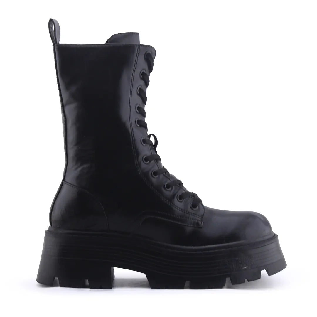 Pull & Bear Zipper Lace Up Ankle Boot | 100% Authentic Leather