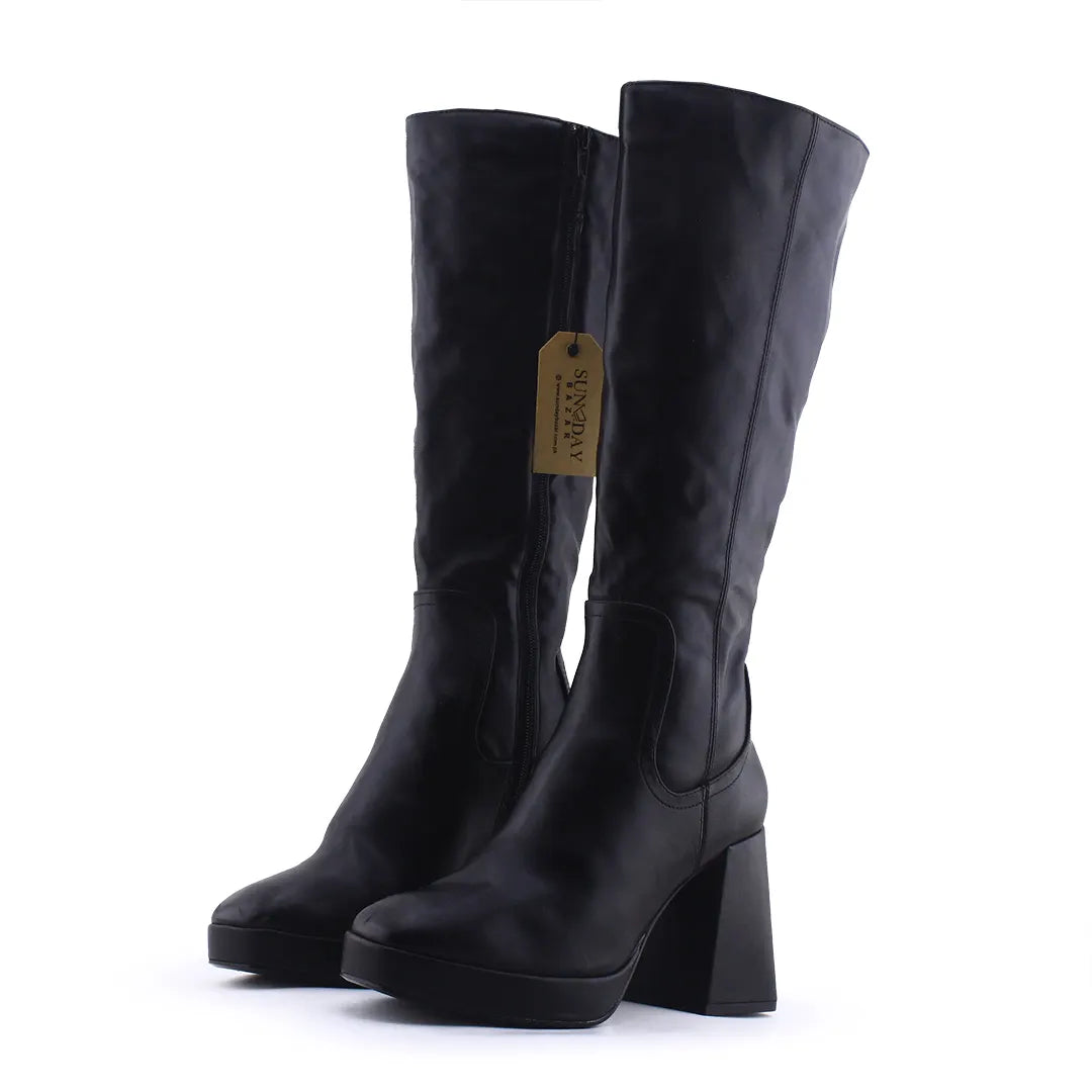 Pull & Bear Zipper Knee High Boot | 100% Authentic Leather
