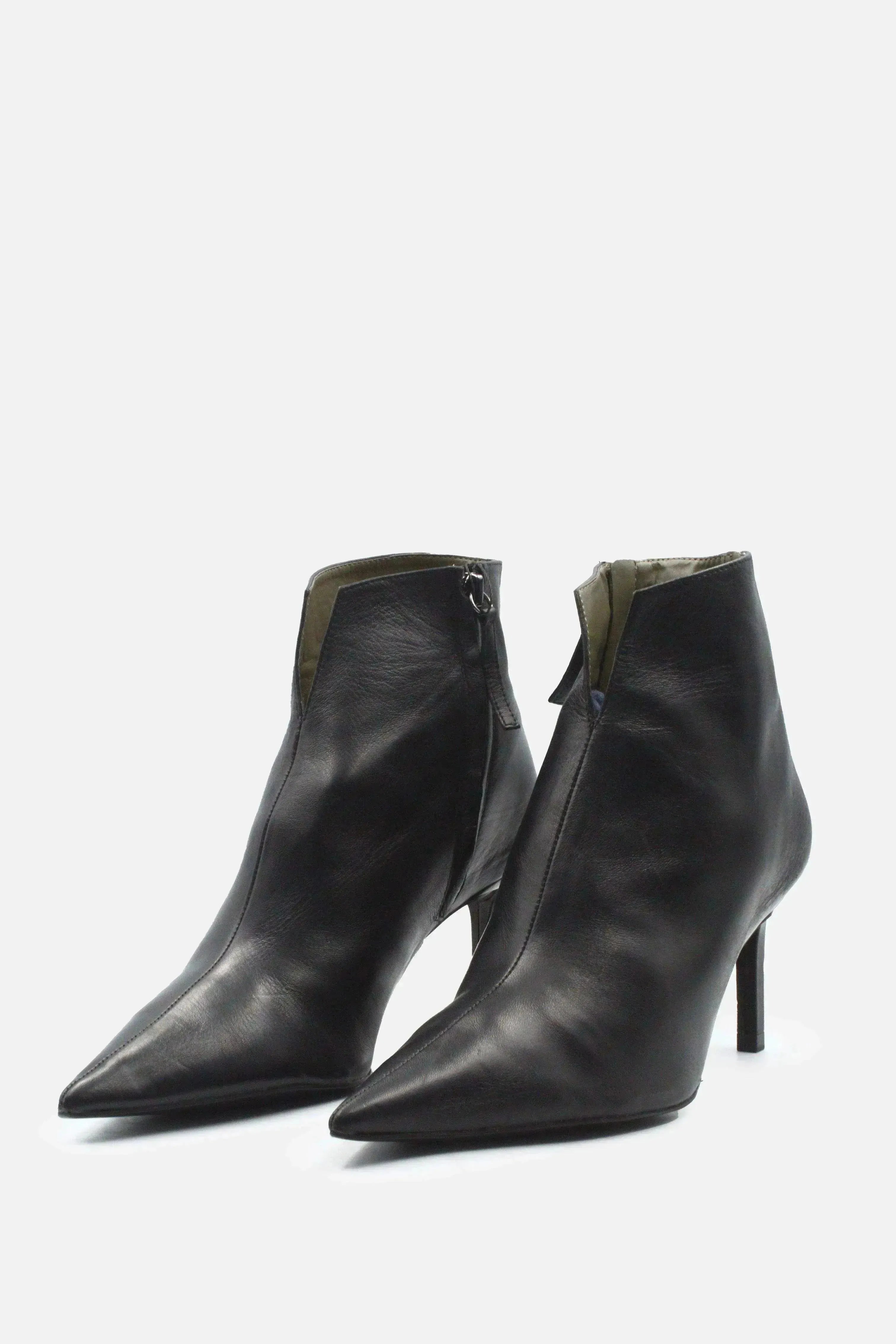 Zara Zipper Stilettos Heels Ankle Boots | 100% Authentic Leather