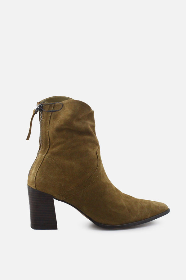 Zara Zipper Block Ankle Boots | Suede