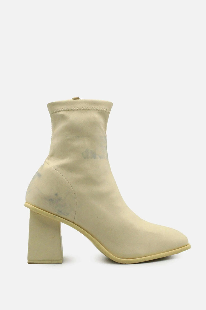 Pull & Bear Zipper Block Heels Ankle Boots | 100% Authentic Leather - sundaybazar
