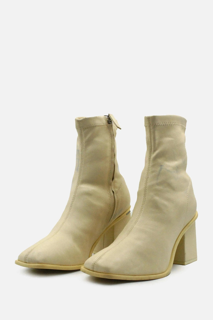 Pull & Bear Zipper Block Heels Ankle Boots | 100% Authentic Leather - sundaybazar