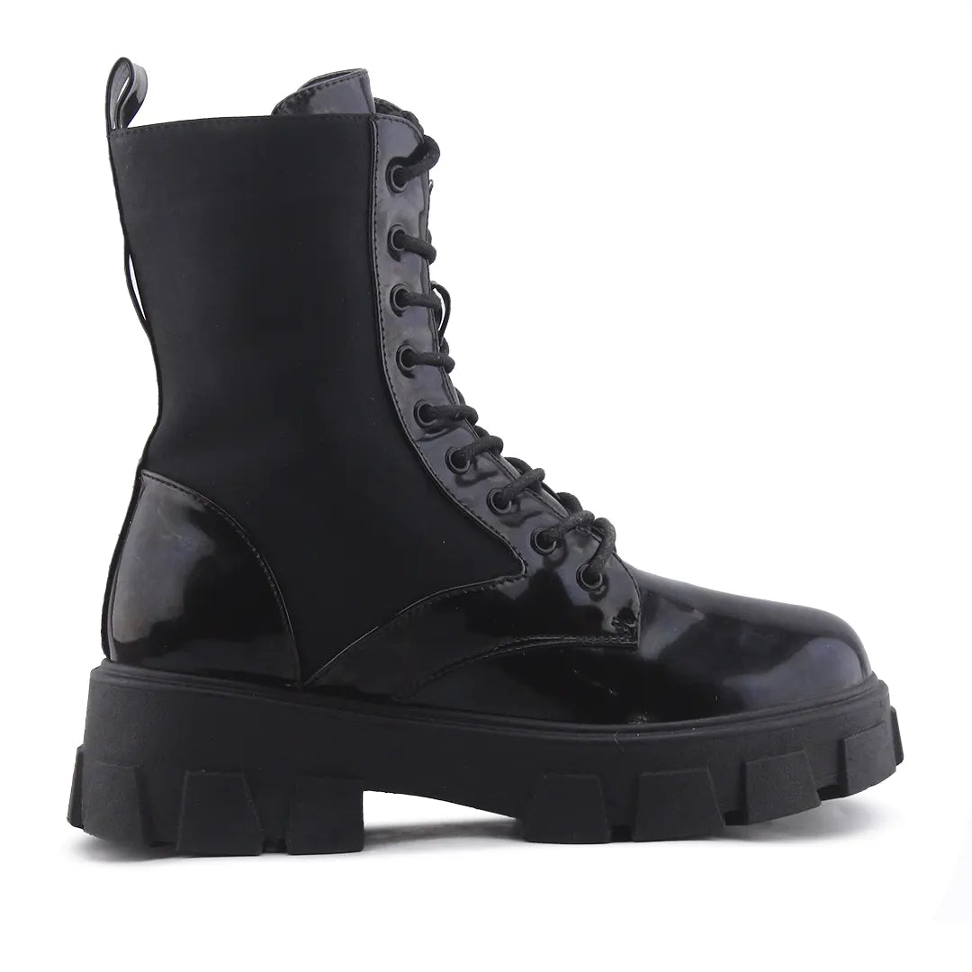 Sole Zipper Lace Up Ankle Boot
