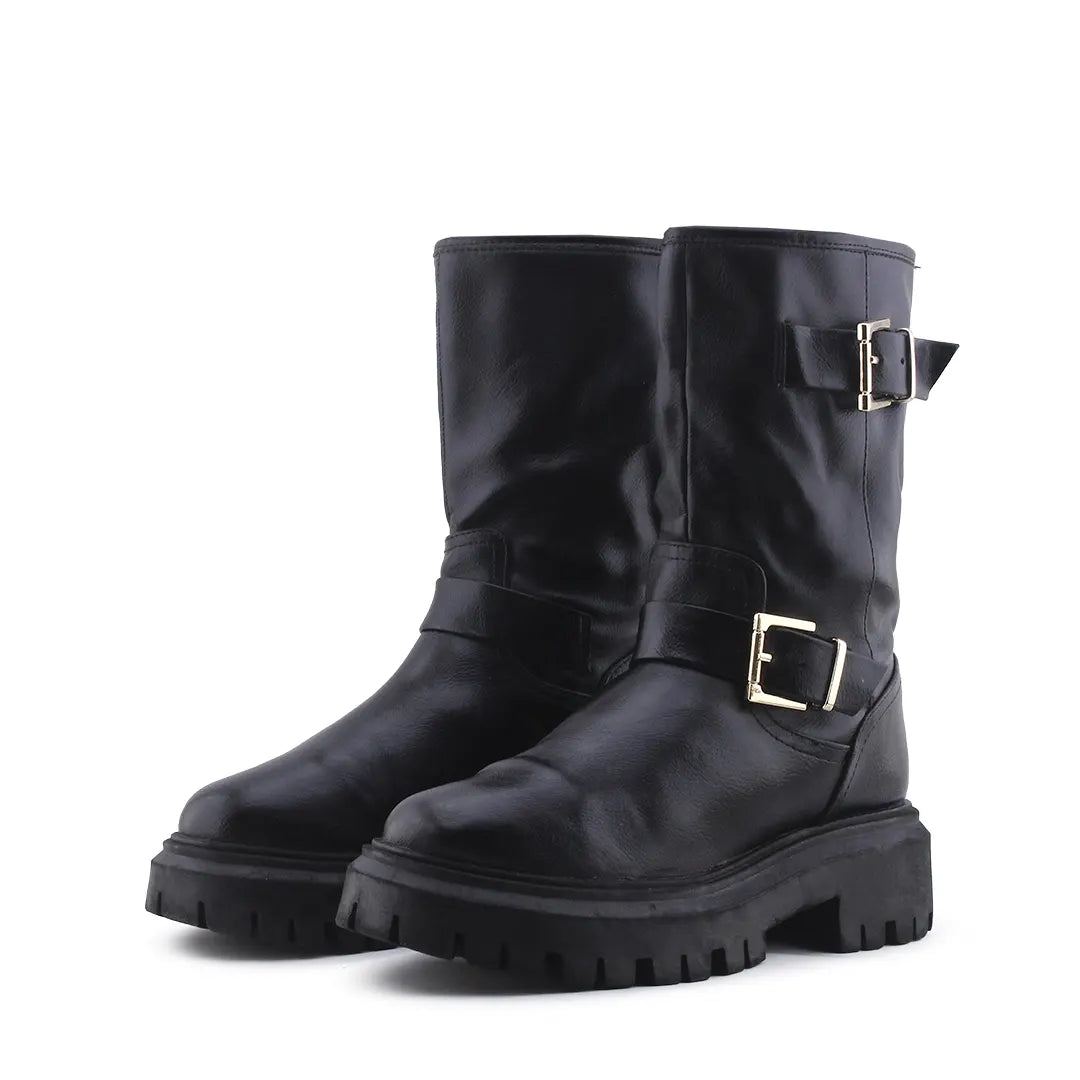 Stradivarius Buckle Strap Ankle Boot | 100% Authentic Leather