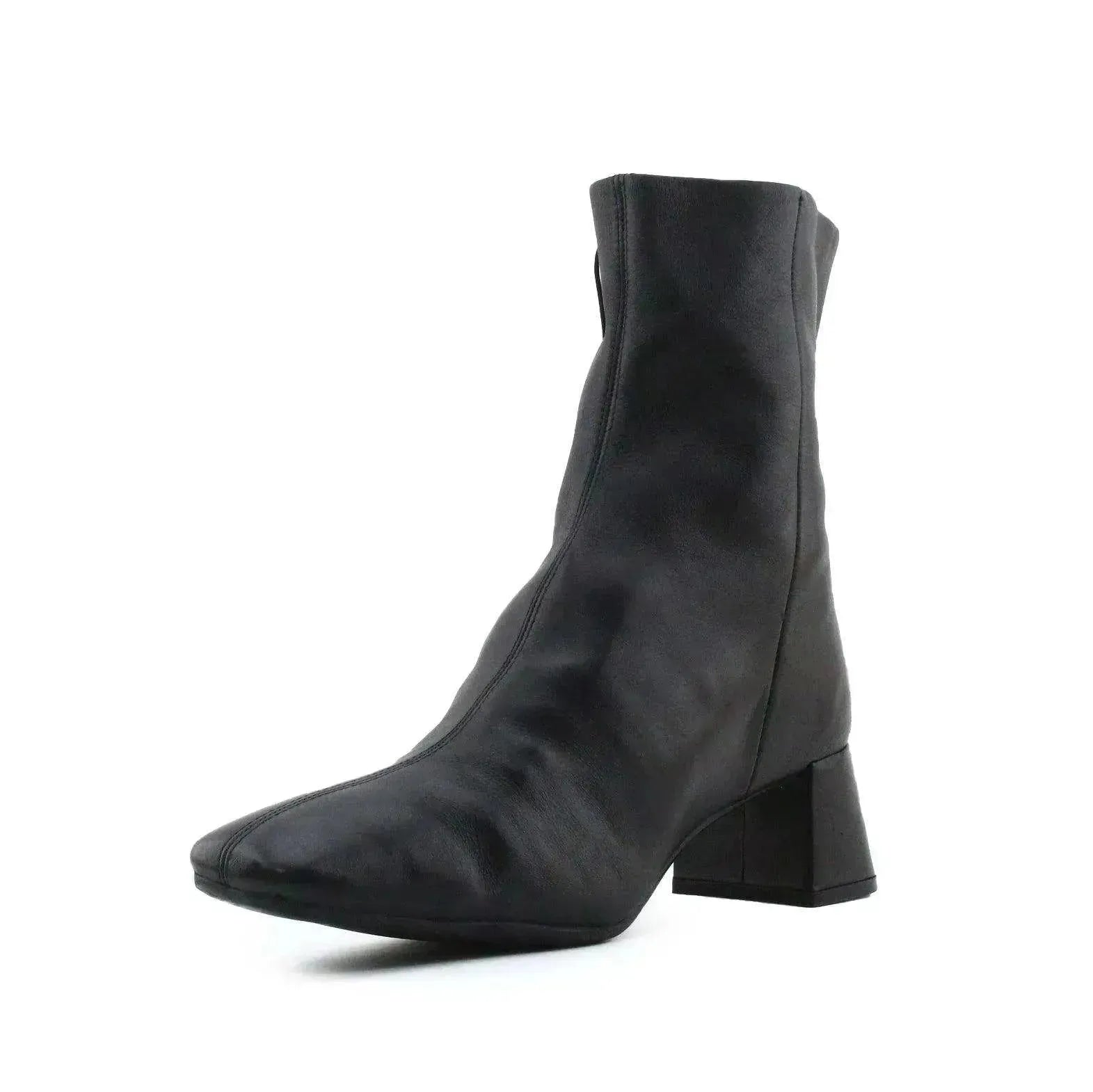 Zara Zipper Block Heels Ankle Boots | 100% Authentic Leather - sundaybazar
