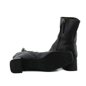 Zara Zipper Block Heels Ankle Boots | 100% Authentic Leather - sundaybazar