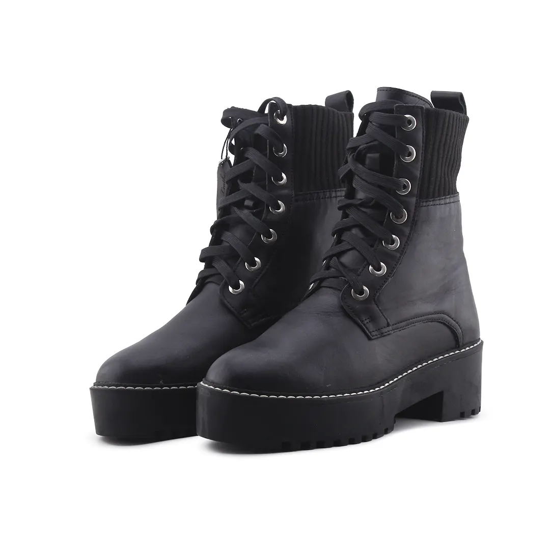 Mango Stretchable Lace Up Ankle Boot | 100% Authentic Leather