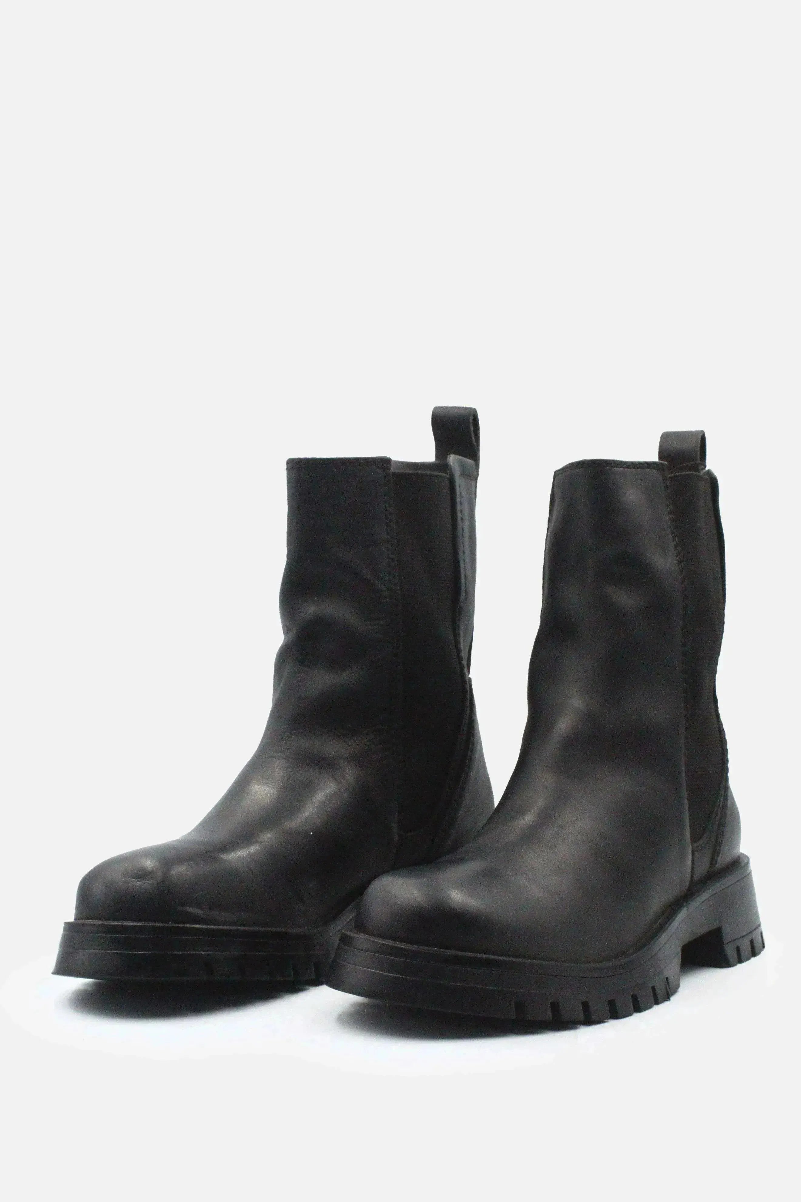 Zara Stretchable Block Ankle Boots | 100% Authentic Leather - sundaybazar