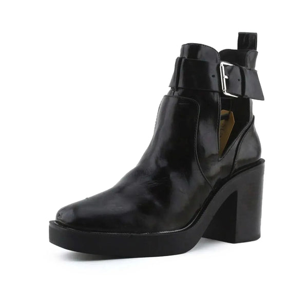 Zara Buckle Block Heels Ankle Boots | 100% Synthetic Leather