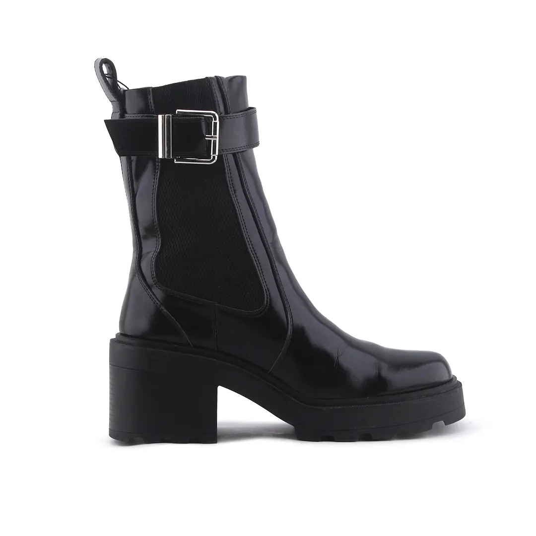 Zara Zipper Stretchable Buckle Strap Ankle Boot | 100% Authentic Leather