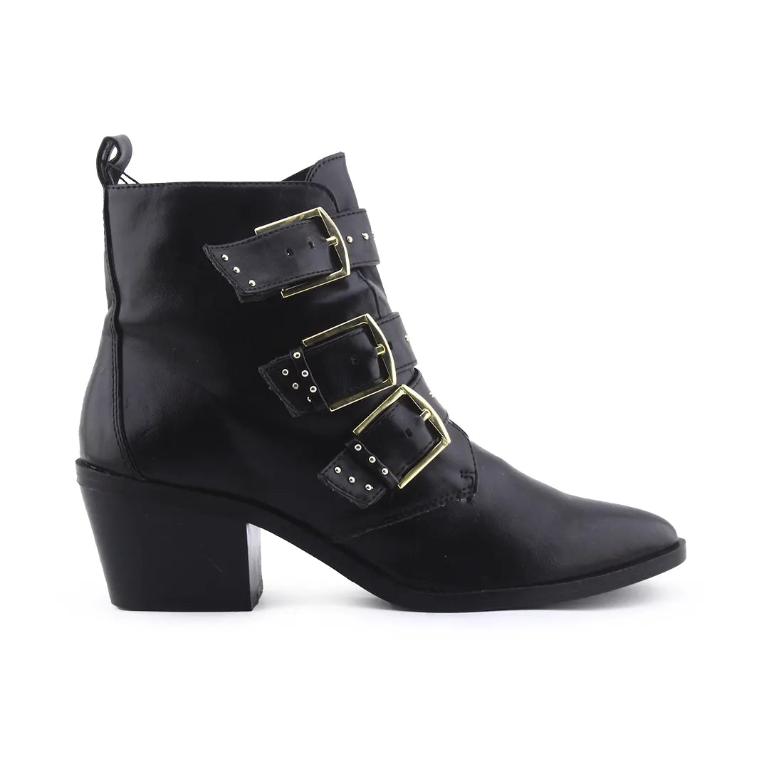 Stradivarius Zipper Buckle Strap Ankle Boot | 100% Authentic Leather