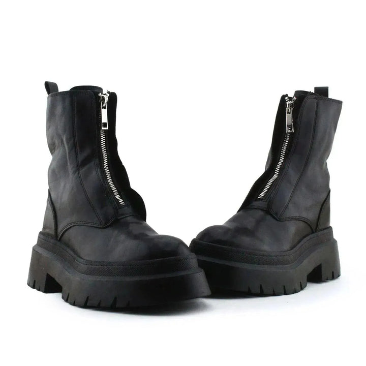 Pull & Bear Zipper Ankle Boots | 100% Authentic Leather - sundaybazar