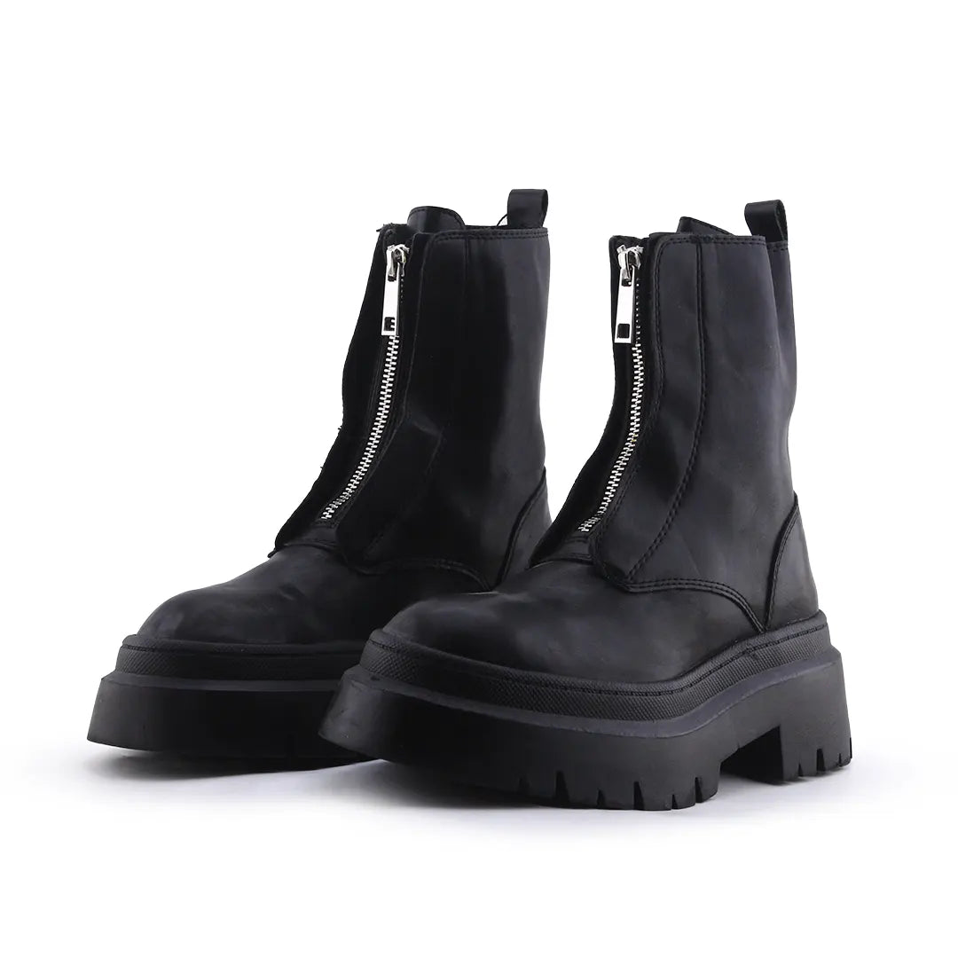 Pull & Bear Zipper Ankle Boot | 100% Authentic Leather
