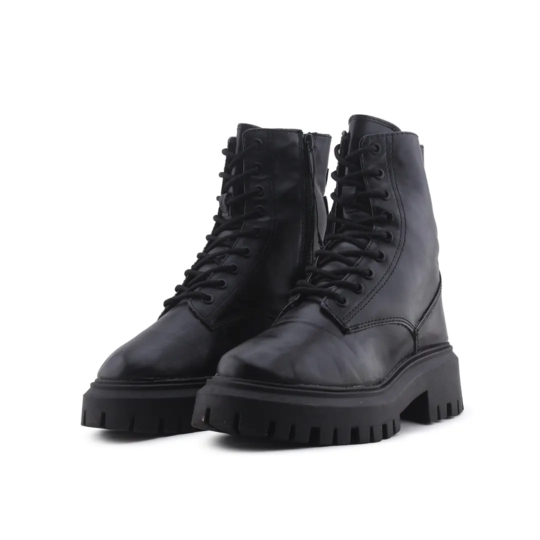 Stradivarius Zipper Lace Up Ankle Boot | 100% Authentic Leather
