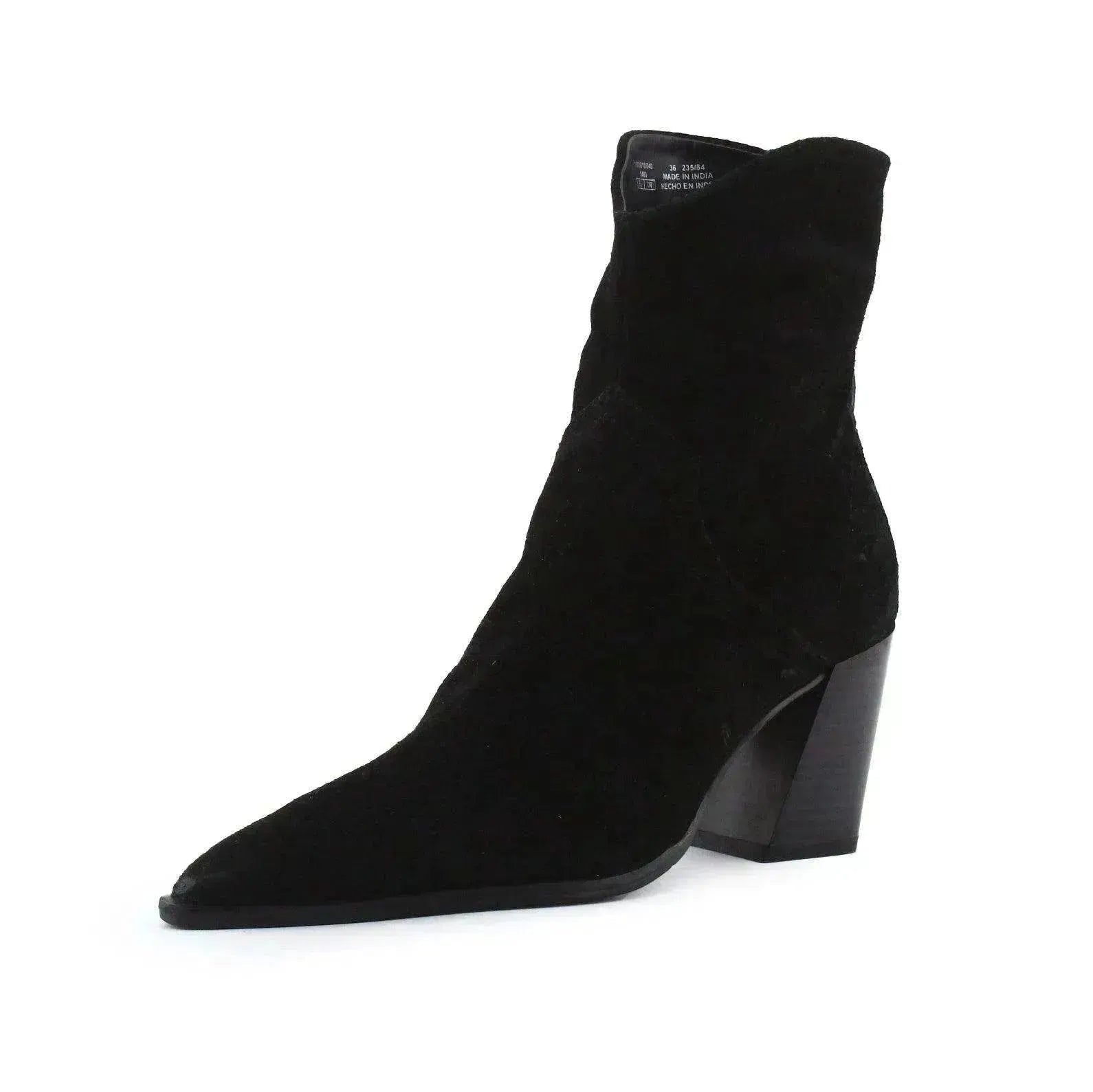 Zara Zipper Block Heels Ankle Boots | Suede - sundaybazar