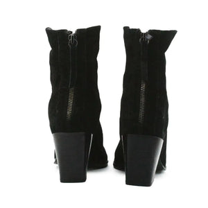 Zara Zipper Block Heels Ankle Boots | Suede - sundaybazar