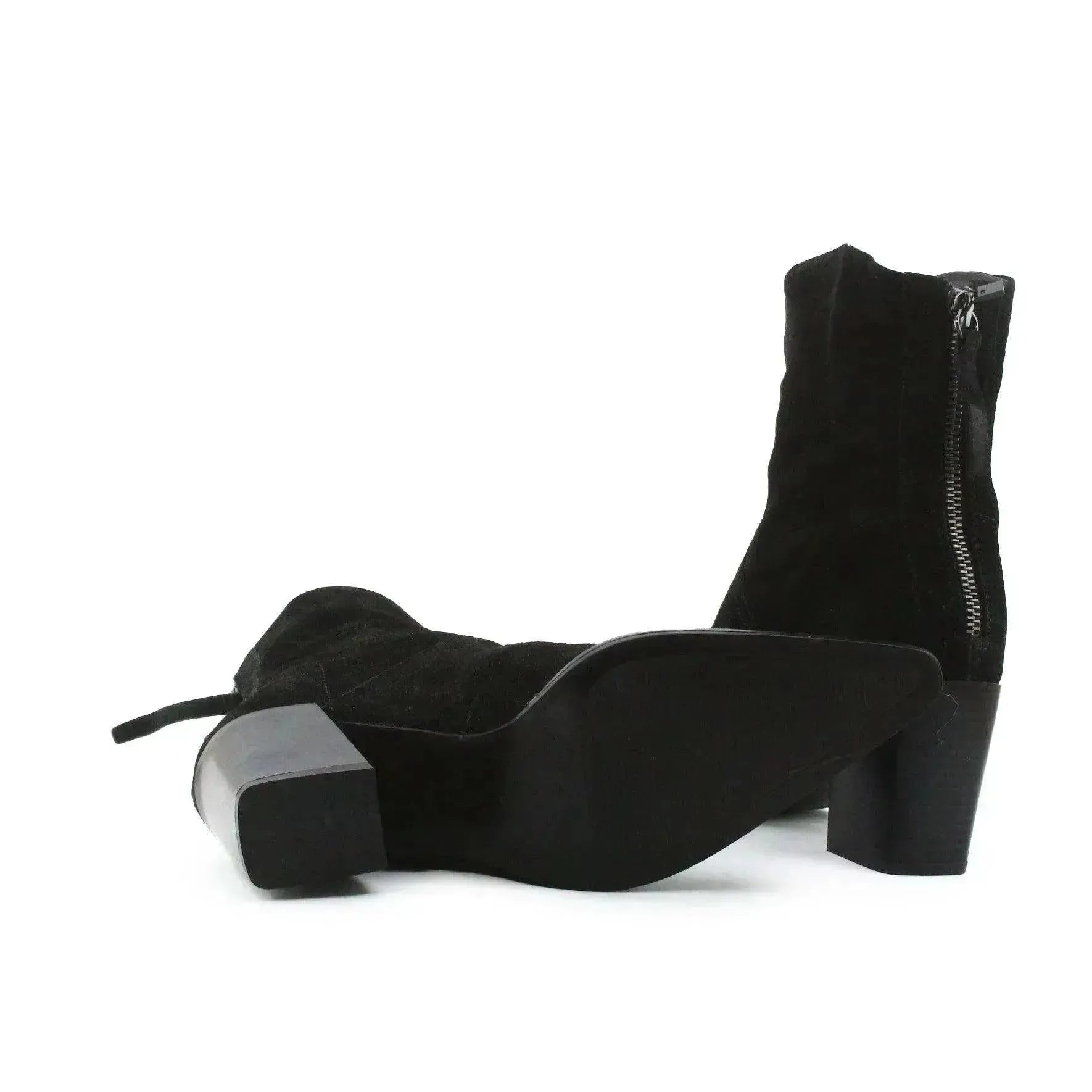 Zara Zipper Block Heels Ankle Boots | Suede - sundaybazar