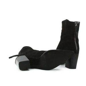 Zara Zipper Block Heels Ankle Boots | Suede - sundaybazar