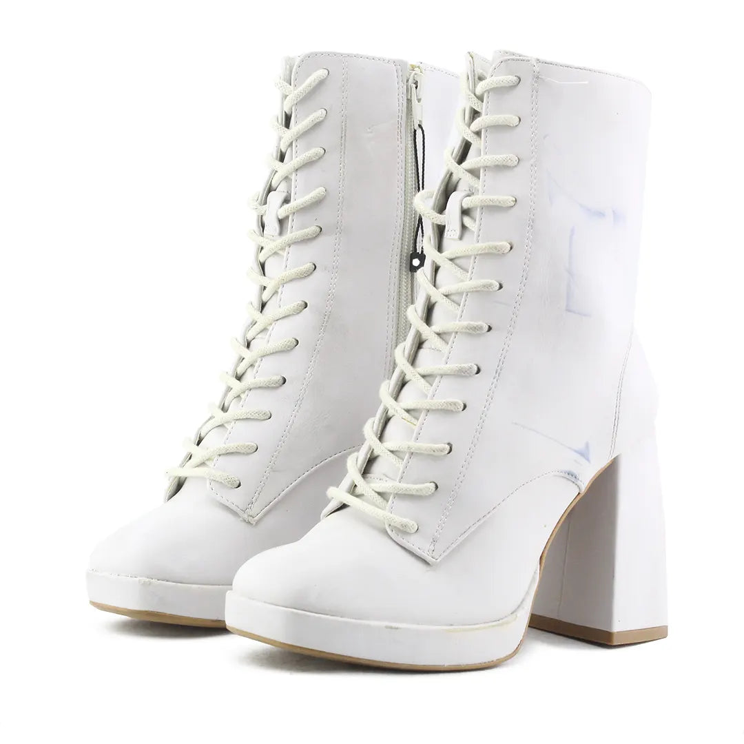 Bershka Zipper Lace Up Ankle Boot | 100% Authentic Leather