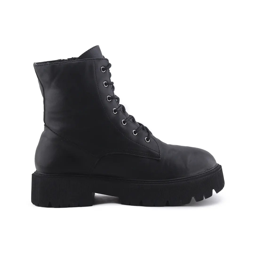 Bershka Zipper Lace Up Ankle Boot | 100% Authentic Leather