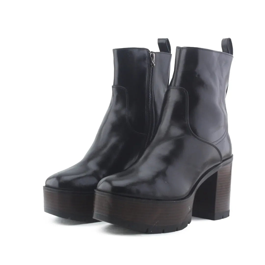 Stradivarius Zipper Ankle Boot | 100% Authentic Leather