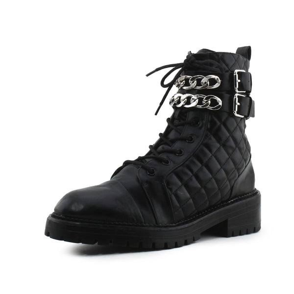 Stradivarius Zipper Laces Buckle Chain Strap Ankle Boots  | 100% Authentic Leather