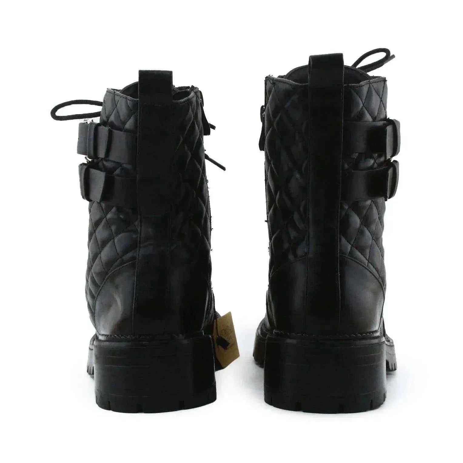 Stradivarius Zipper Laces Buckle Chain Straps Ankle Boots | 100% Authentic Leather - sundaybazar