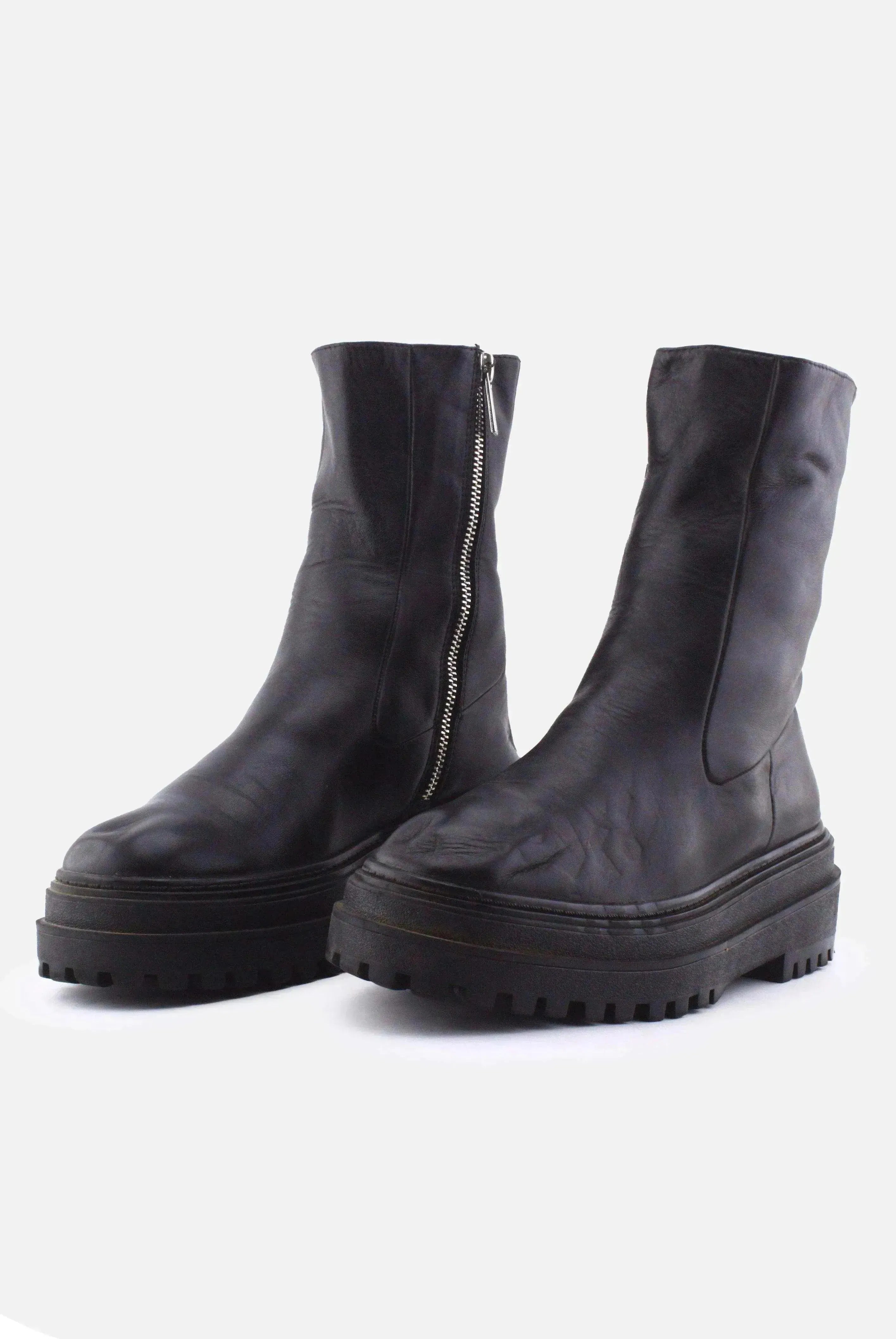 Zara Zipper Ankle Boots | 100% Authentic Leather - sundaybazar