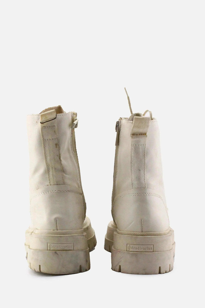 Stradivarius Zipper Laces Combat Boots | 100% Authentic Leather - sundaybazar